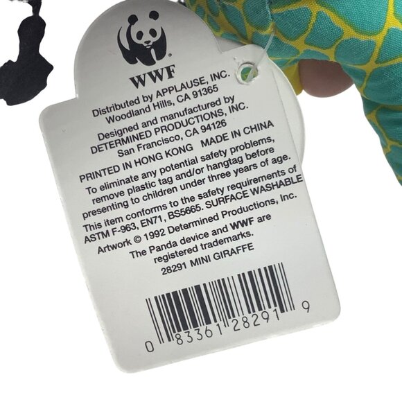 Vtg 1992 WWF Applause Mini Giraffe Plush Toy 7” Wildlife Collection NEW NWT - Picture 4 of 5